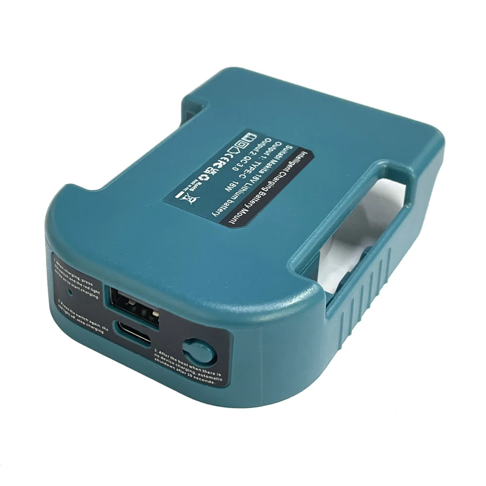 Estante de carga rápida para batería Makita Lithitum de 18V, adaptador portátil con puerto USB de 5V y puerto tipo C de 18W, carga rápida, 2 uds. - imagen 3
