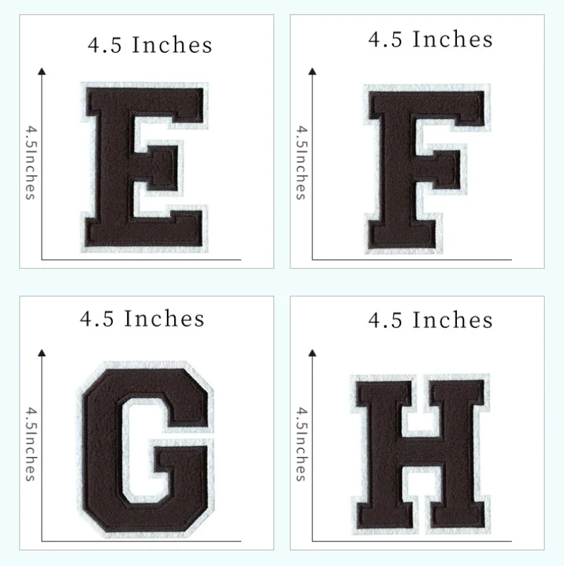 Letras bordadas negras de 4,5 pulgadas, parches para planchar, ropa para niños, coser Nombre, insignia, figuras grandes, sombrero, apliques, alfabeto, número, pegatina - imagen 5