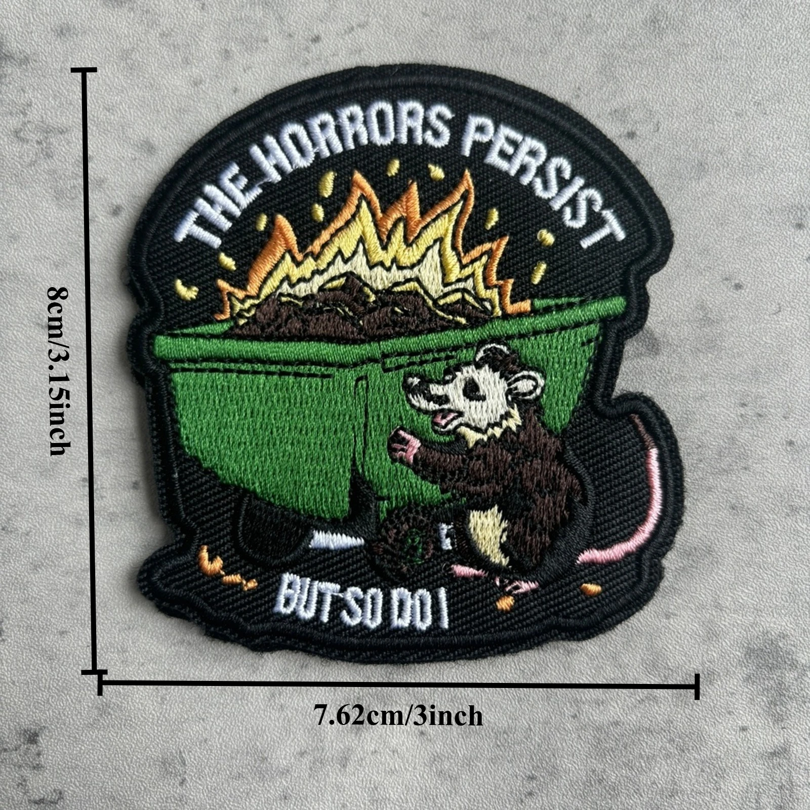 Parche táctico The Horrors Persist But So Do I, parche bordado con gancho y bucle para ratón, insignia de moral militar, pegatinas para mochila - imagen 3