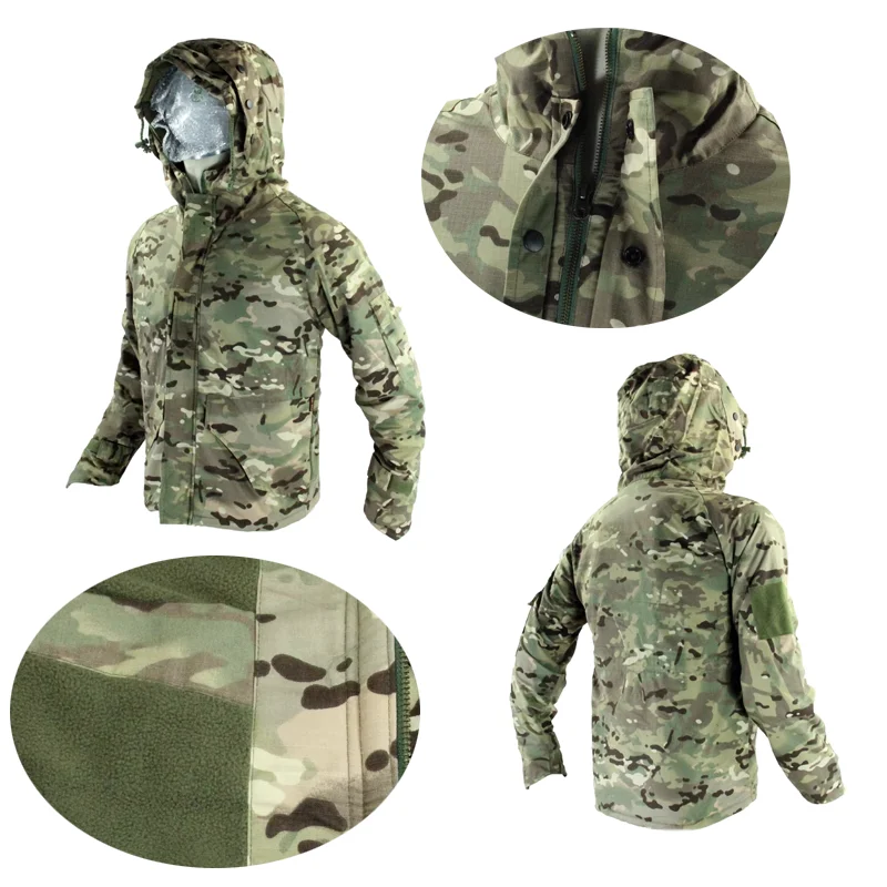 Abrigo de algodón grueso resistente al frío para caza táctica de invierno para hombre corte ajustado