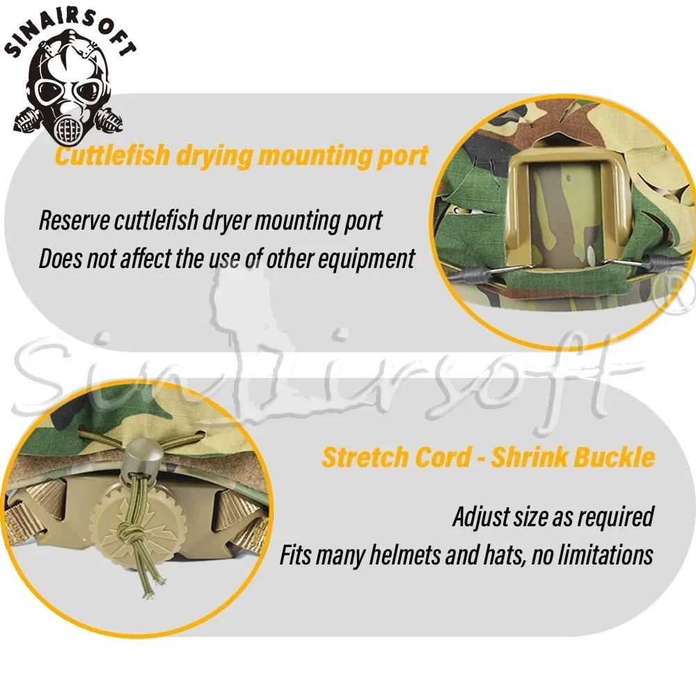 Cubierta táctica para casco de camuflaje 3D, malla de nailon, cordón cortado con láser para caza de Paintball, accesorios para casco de juego CS - imagen 4