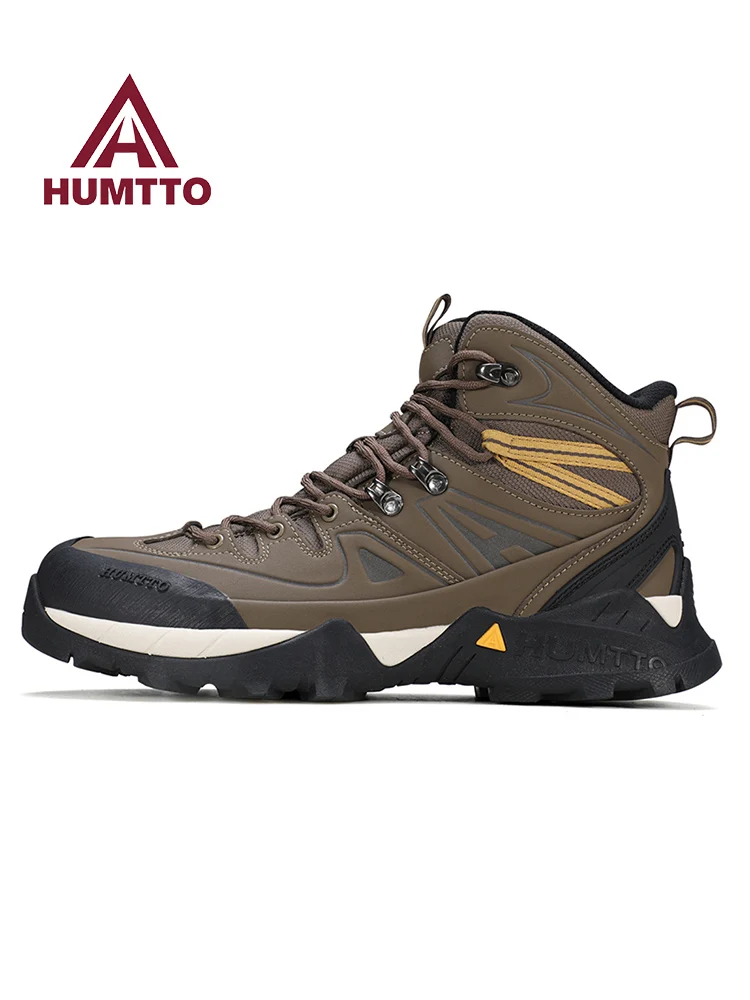 Zapatos de senderismo HUMTTO, zapatillas deportivas para exteriores para hombre, botas de caza de cuero impermeables, zapatos tácticos tobilleros de Trekking para mujer, botas de viaje - imagen 2