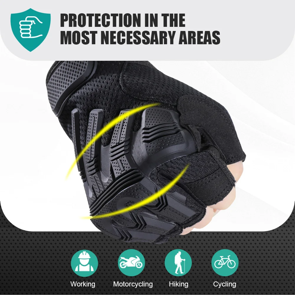 Guantes tácticos sin dedos para exteriores, deportes, senderismo, Camping, caza, montañismo, combate, trabajo en bicicleta, ciclismo, protección antideslizante - imagen 3