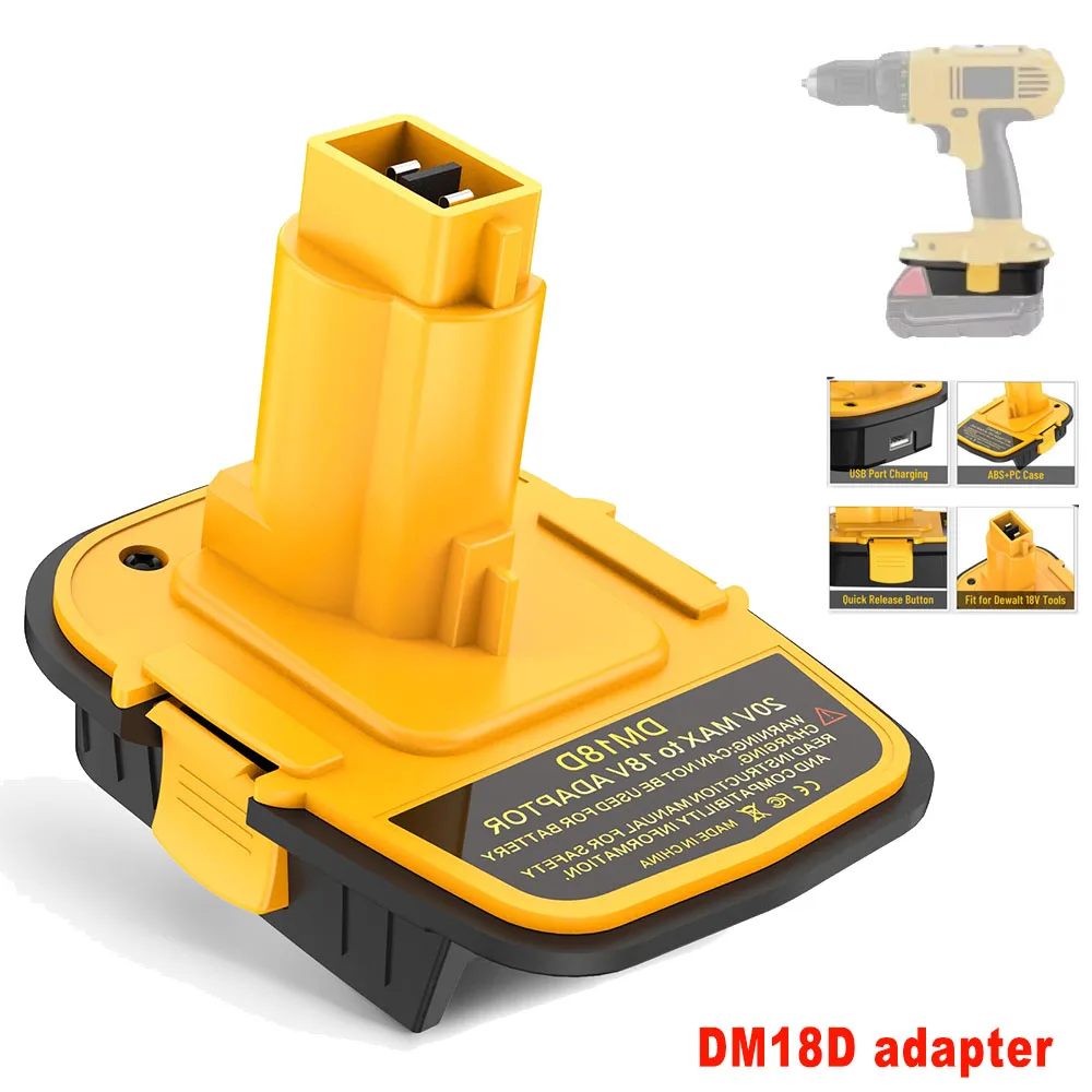 Adaptador batería DM18D USB – Conversor DeWalt 20V Milwaukee 18V - imagen 2