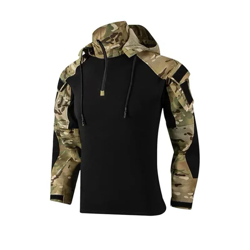 Trajes de uniforme táctico para exteriores, traje de camuflaje, camisas de caza, pantalones de combate con capucha y almohadillas, conjuntos de ropa de Paintball Airsoft para entrenamiento de peces - imagen 5