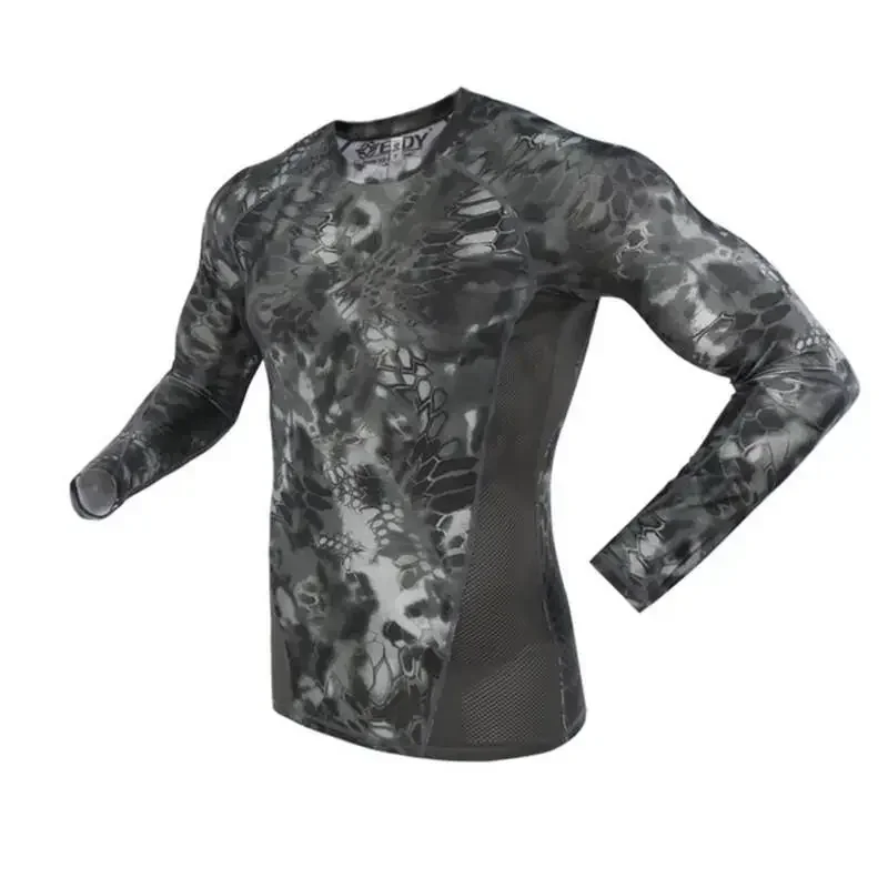 Camiseta de camuflaje militar de manga larga de verano para hombre, camiseta de combate militar táctico, ropa de caza de camuflaje de secado rápido, camiseta informal con cuello redondo - imagen 3