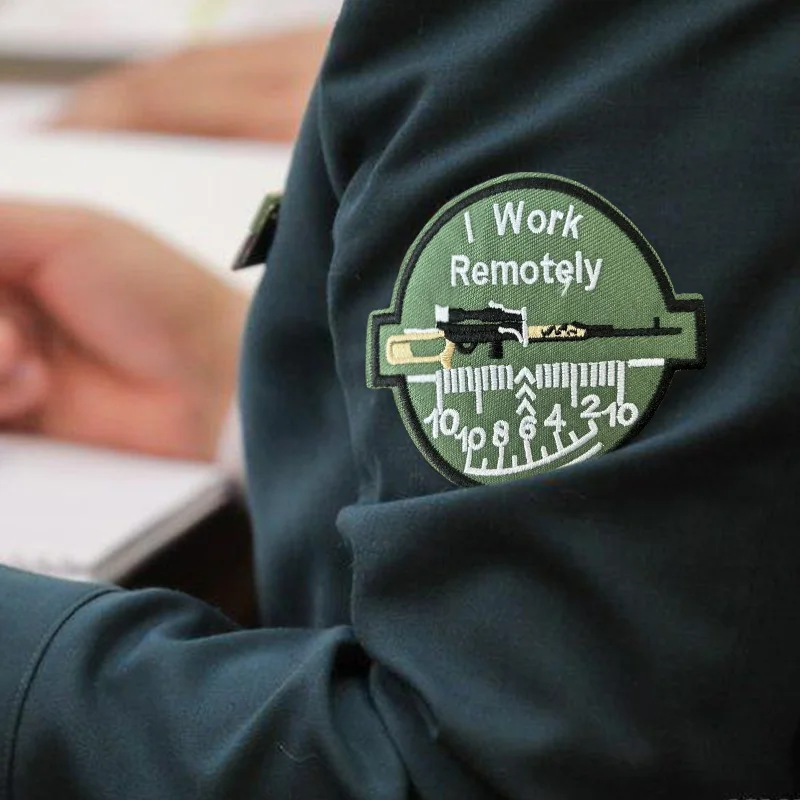 Parche táctico 'I Work Remotely', parches de meme de moral bordados divertidos, insignia adhesiva de cierre de bucle de gancho para mochila - imagen 5