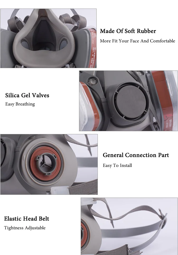Respirador de máscara de Gas y polvo de media cara 6200 para pintura Industrial, vapor orgánico químico en aerosol con protección de filtros ampliamente utilizado - imagen 4