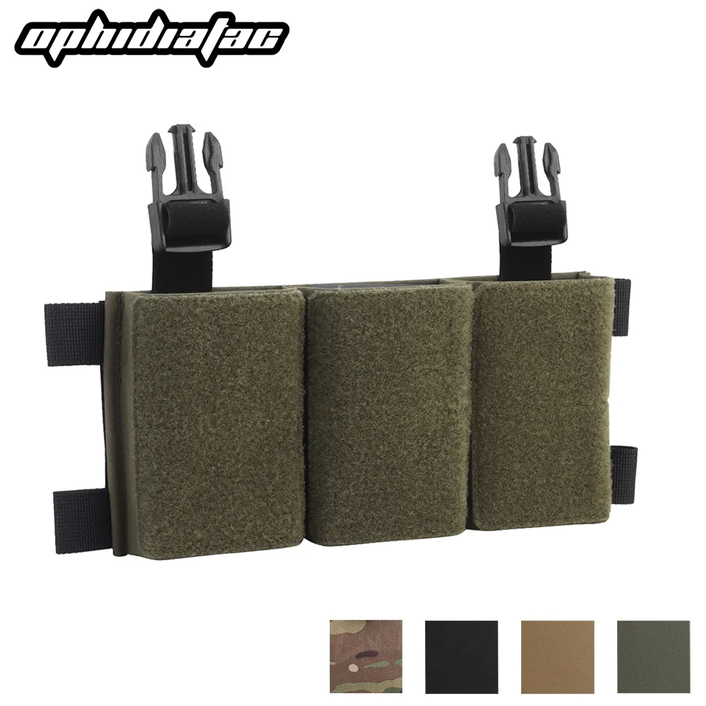 OPHIDIANTAC 5,56, bolsa triple para revistas con panel abierto, soporte superior, chaleco suave de aire, portador de placa, gancho de accesorios