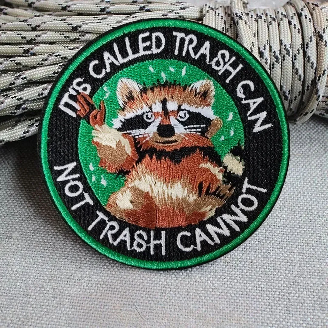 No basura no puede mapache parche táctico divertido gancho y bucle bordado parches moral insignia ejército militar brazalete mochila pegatinas - imagen 3
