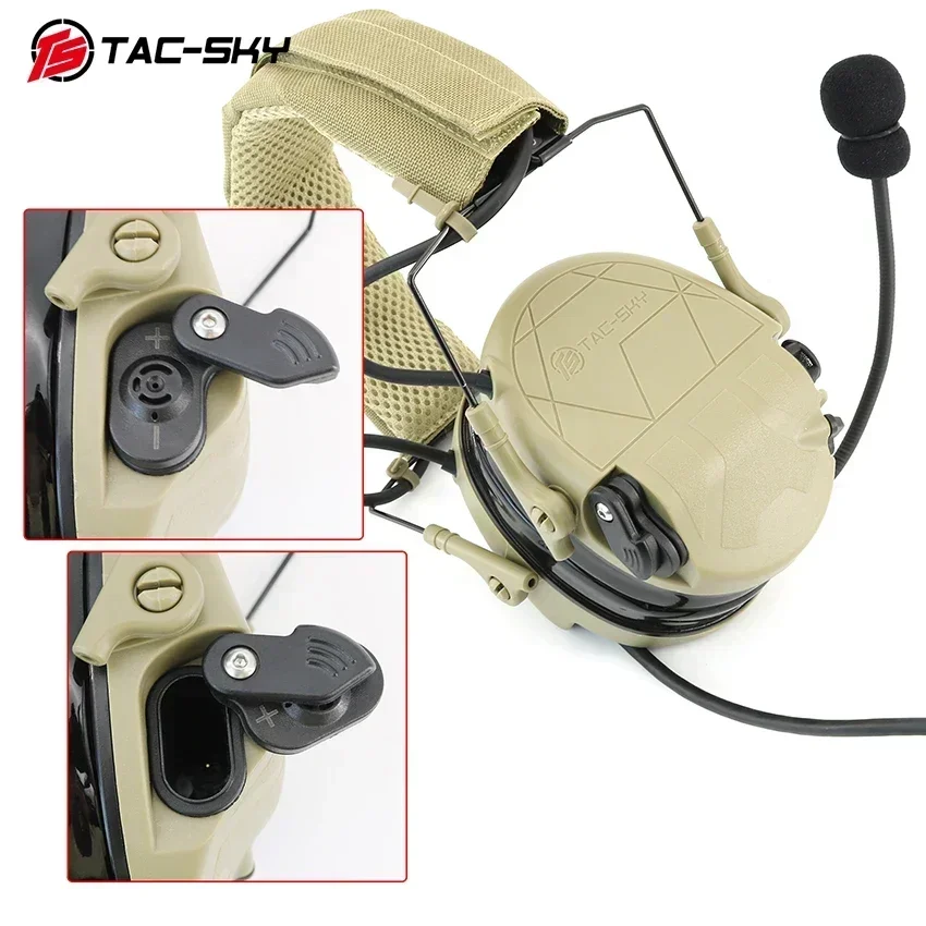 TS TAC-SKY táctico electrónico con cancelación de ruido, Walkie Talkie PTT, auriculares TAC301 para caza, tiro Airsoft - imagen 5