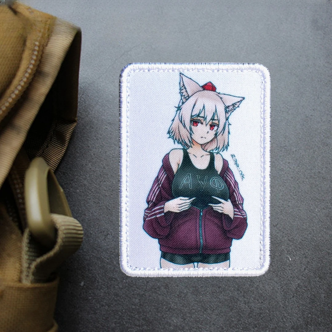 Parche táctico Аwlinsignia de moral de chica con orejas de zorro, pegatina para mochila militar, parches con gancho impreso para ropa - imagen 4