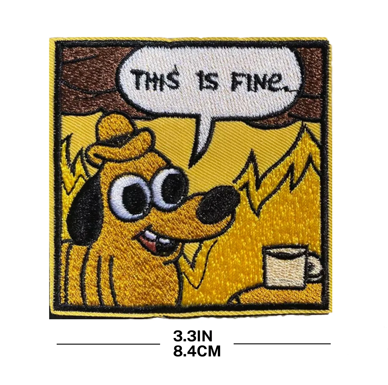 Parche termoadhesivo "This Is Fine" de 3,3 pulgadas: divertido aplique bordado para regalos y aventuras DIY - imagen 5