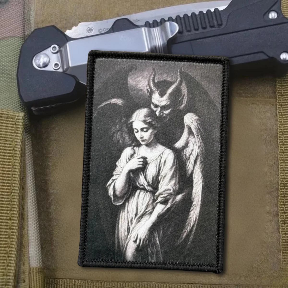 Parches tácticos "ángel y demonio" para ropa, parche divertido de gancho y bucle, insignia de moral militar, apliques de combate, pegatinas para mochila - imagen 3