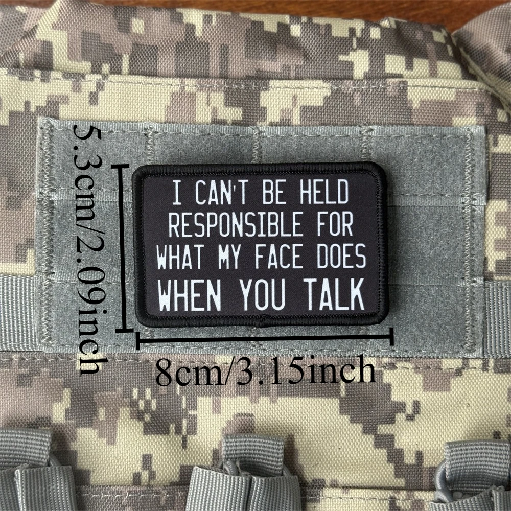 No puedo ayudar a la responible para la mitad la cara ¿Que te habla morale parche táctico impreso parches de gancho y bucle para ropa? - imagen 2