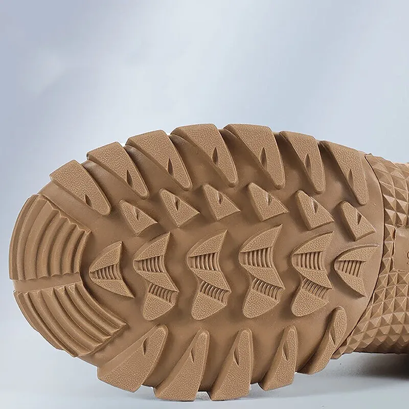 Nuevas botas de combate marrones con cremallera lateral resistente al desgaste entrenamiento verano ultraligero zapatos de senderismo al aire libre escalada táctica en el desierto - imagen 5