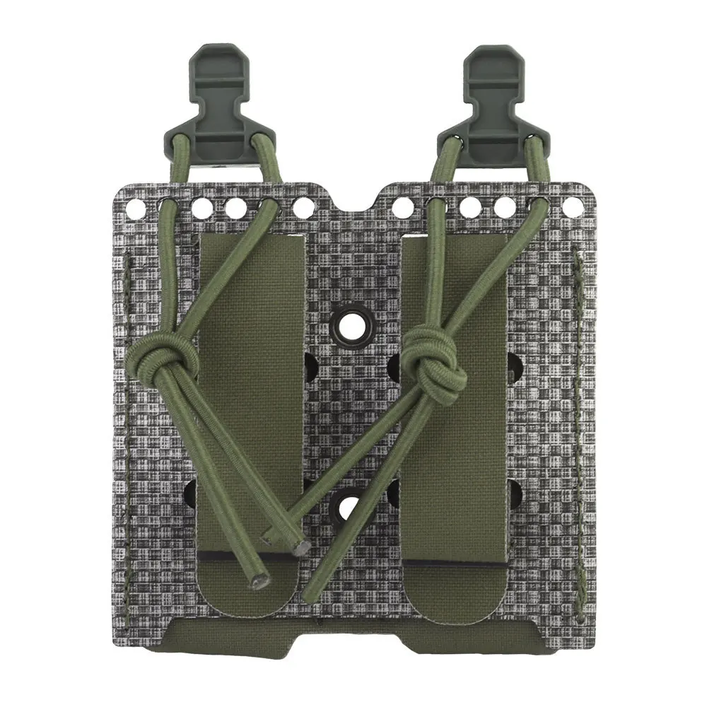Bolsa doble de 9mm para cargador de pistola, soporte Molle Mag de tapa abierta, cuerda elástica de retención, equipo de caza para Airsoft al aire libre - imagen 3