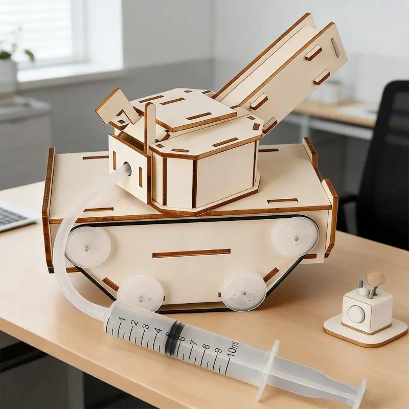 Juguete tanque eléctrico de madera para niños, construcción manual - imagen 2