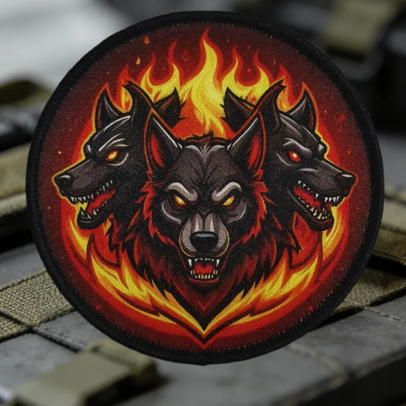 Parche táctico Flame Hell Dog – Insignia moral con velcro - imagen 2
