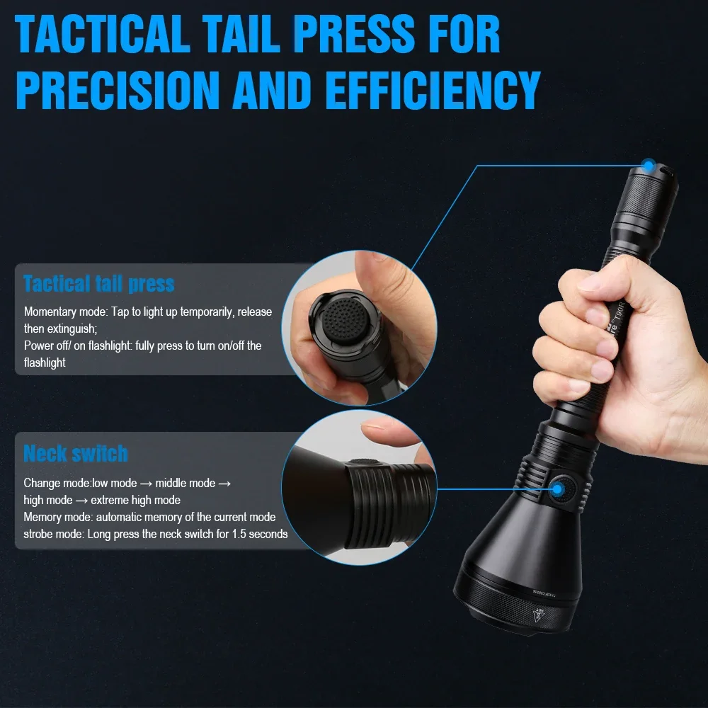 Trustfire T90R linterna táctica recargable USB C alta potencia - imagen 3