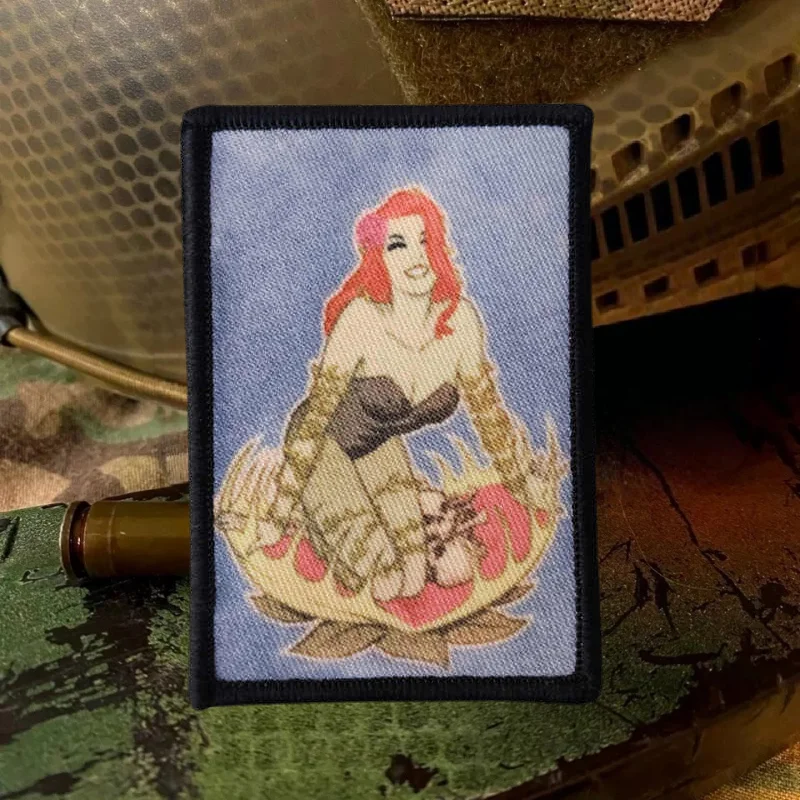 Parche de impresión táctica de película para niña, aplique de gancho y bucle militar divertido, insignia de moral, brazalete, pegatinas para mochila, parches para ropa