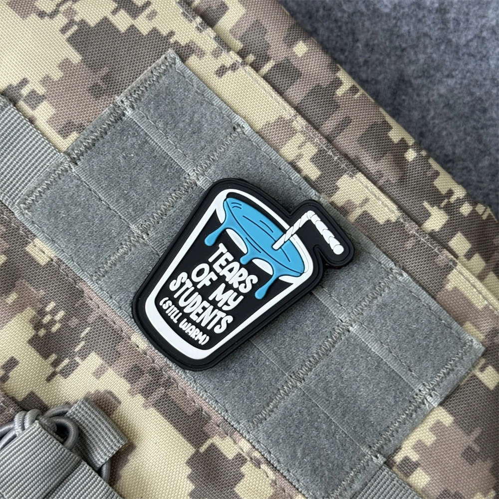 Insignia de moral táctica "Tears for My Students", pegatina personalizada para mochila del ejército militar, parches de gancho y bucle de PVC para ropa