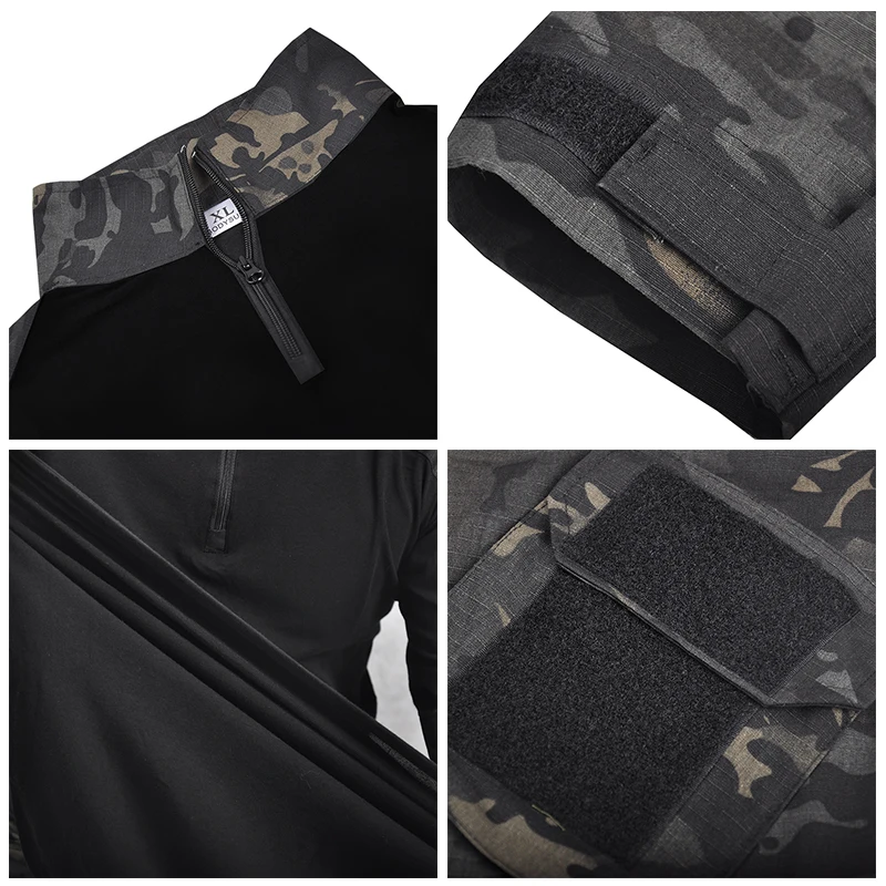 Camiseta táctica militar de algodón para hombre, camisa de manga larga para combate Airsoft, senderismo al aire libre, caza, Camuflaje del ejército - imagen 4
