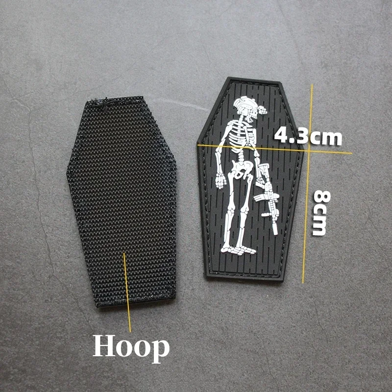 Emblema luminoso de calavera Projektmonark, insignia de Moral de PVC transparente, banda para el brazo con gancho y bucle, parches tácticos, pegatina para casco - imagen 5