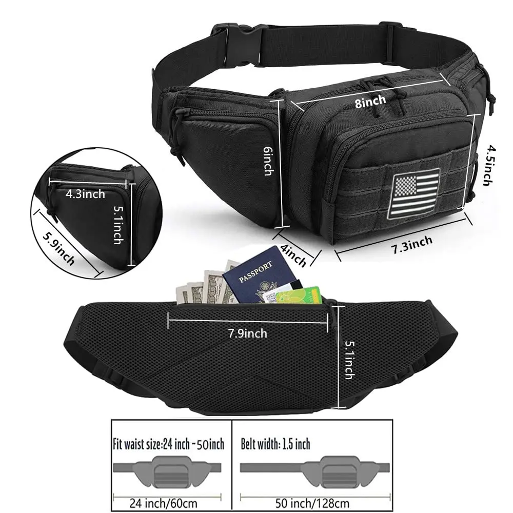 Riñonera para pistola oculta, bolsa de cintura táctica, impermeable, Molle, EDC - imagen 5