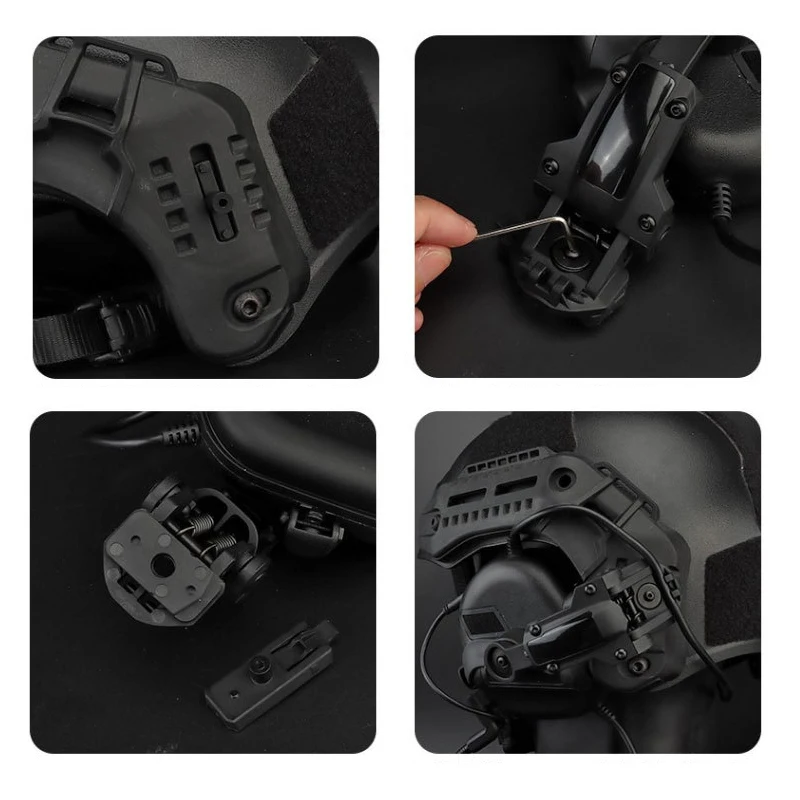 Kit de soporte para auriculares táctico militar, pista giratoria multiángulo, soporte para auriculares, adaptador de pista para casco - imagen 5