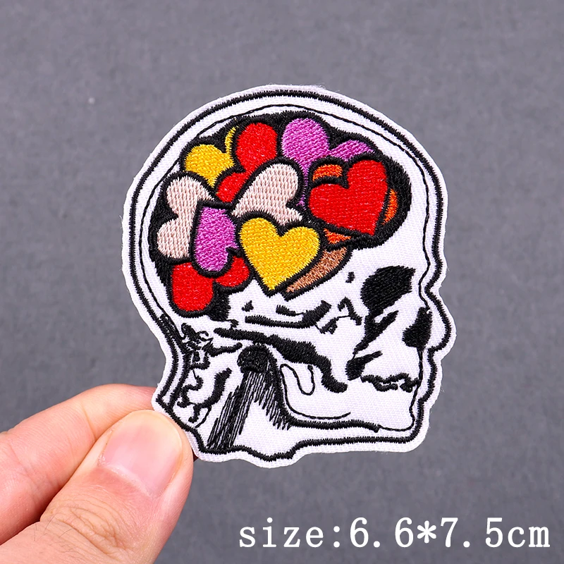 Parche bordado de cerebro de amor, parches termoadhesivos con forma de corazón y beso para ropa, pegatinas de parche de Hip Hop - imagen 2