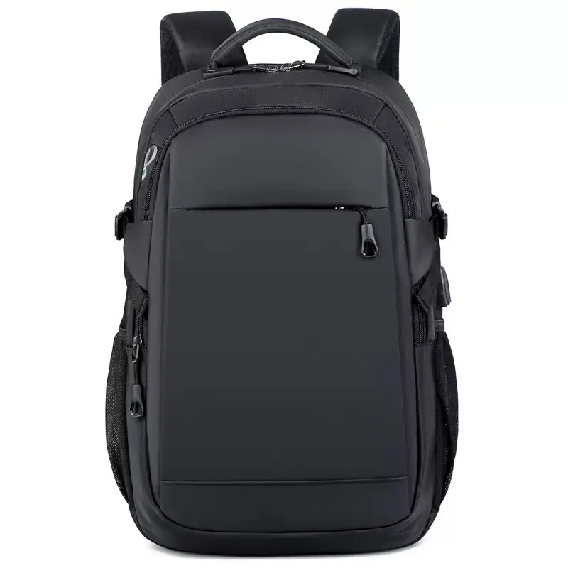 Mochila moderna para ordenador portátil con textura de cuero y conector para auriculares para viajes de negocios y bolso informal para estudiantes - imagen 2