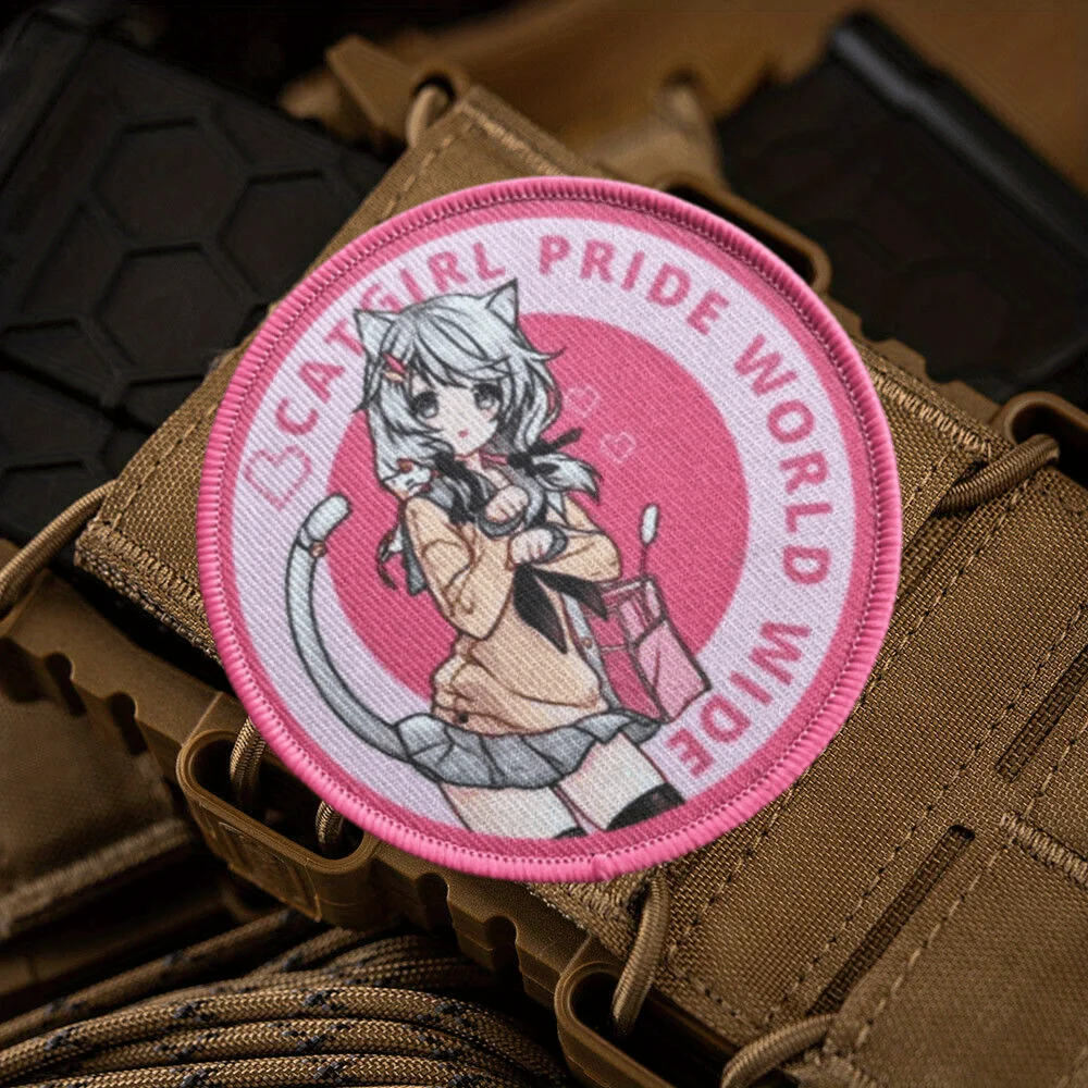 Parche táctico de Anime Cat Girls JDM Gun Girl, parches de gancho y bucle impresos, insignia de moral militar, brazalete, mochila, chaleco, pegatinas - imagen 5