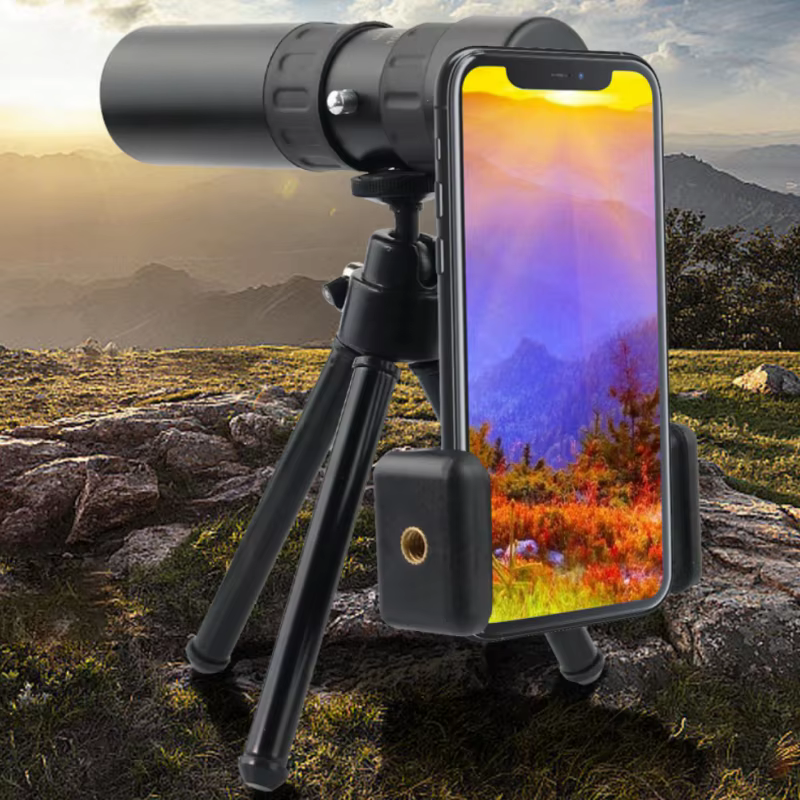 Telescopio monocular HD con trípode y adaptador para móvil camping - imagen 2