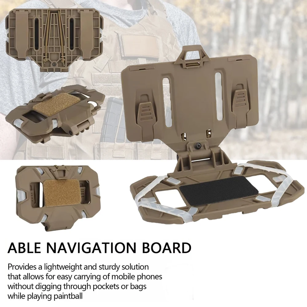 Tablero de navegación plegable MOLLE táctico visto desde varios ángulos