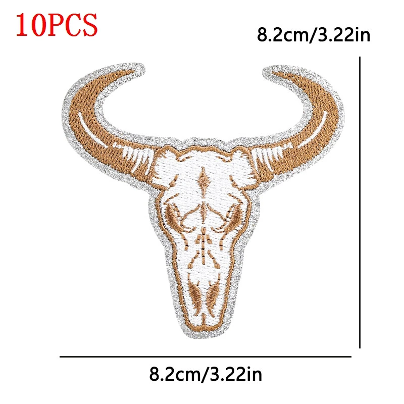 10 unids/lote, venta al por mayor, parche bordado con cabeza de toro Gateli, parches para planchar para ropa, parches termoadhesivos para apliques de ropa - imagen 3