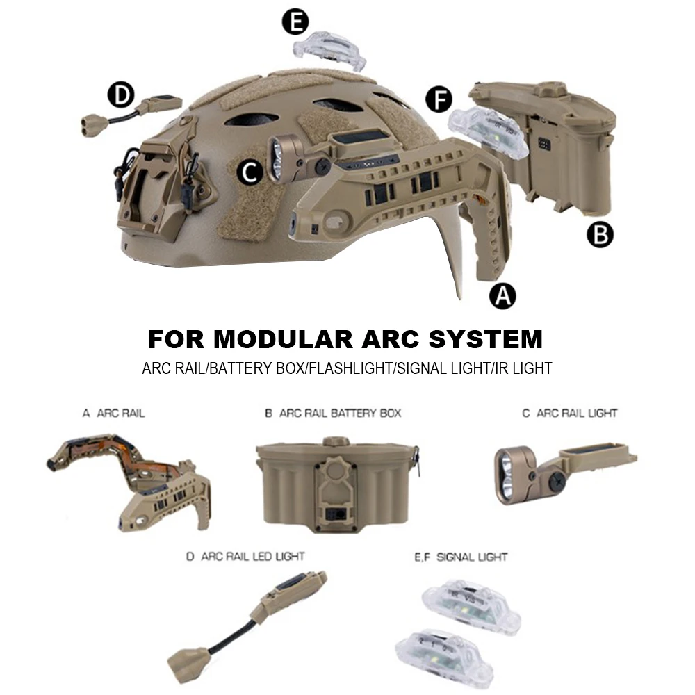 Casco táctico rápido, riel de arco Modular, conjunto integrado con caja de batería, luz IR, linterna LED, equipo de casco con luz de doble señal - imagen 5