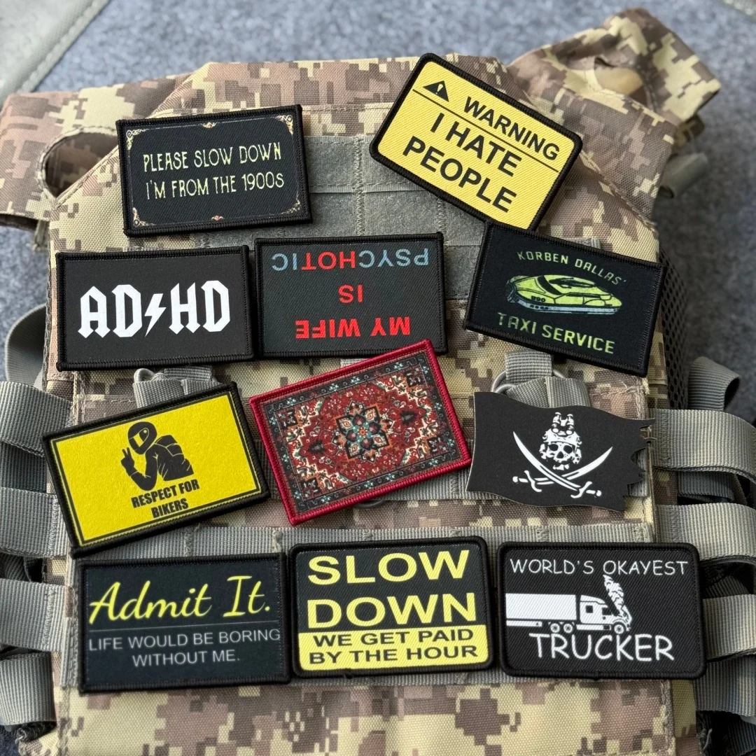 Parche táctico de moral de la bandera pirata "ADHD", brazalete del ejército militar divertido, parches de bucle de gancho impresos para ropa, mochila