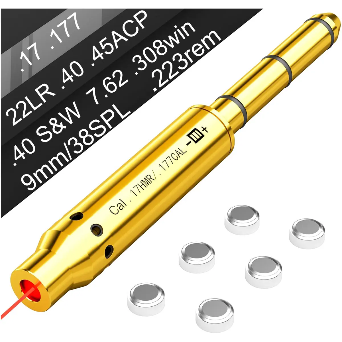 Mira láser táctica verde y roja 9mm 308win.25.27.243 7mm 9x19mm.38SPL.22 22LR.45ACP.40.177 Rifle de refuerzo de calibre