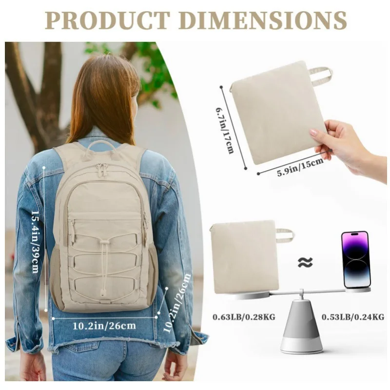 Mochila con cordón para senderismo al aire libre, para hombres y mujeres, senderismo, Camping, viaje de entrenamiento, mochila plegable, mochila escolar para ordenador portátil para estudiantes - imagen 3