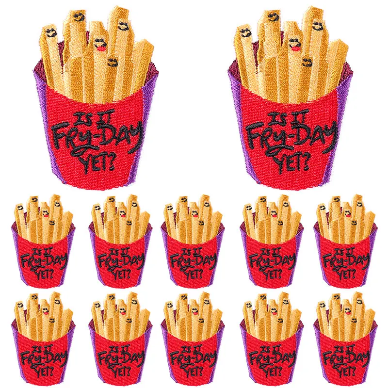 Parches bordados de dibujos animados para ropa de niños, parche para planchar con frutas, Pizza y bebidas, 10 unids/lote por lote - imagen 5