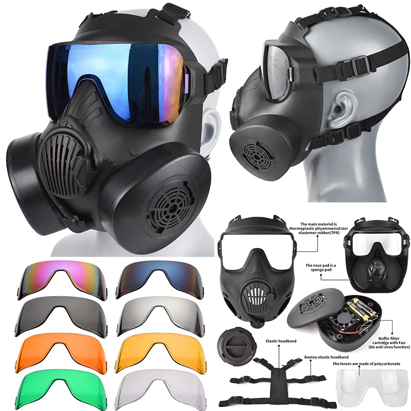 M50 máscara de gas caza CS protección táctica máscara facial completa bolsa máscara de gas lente protectora