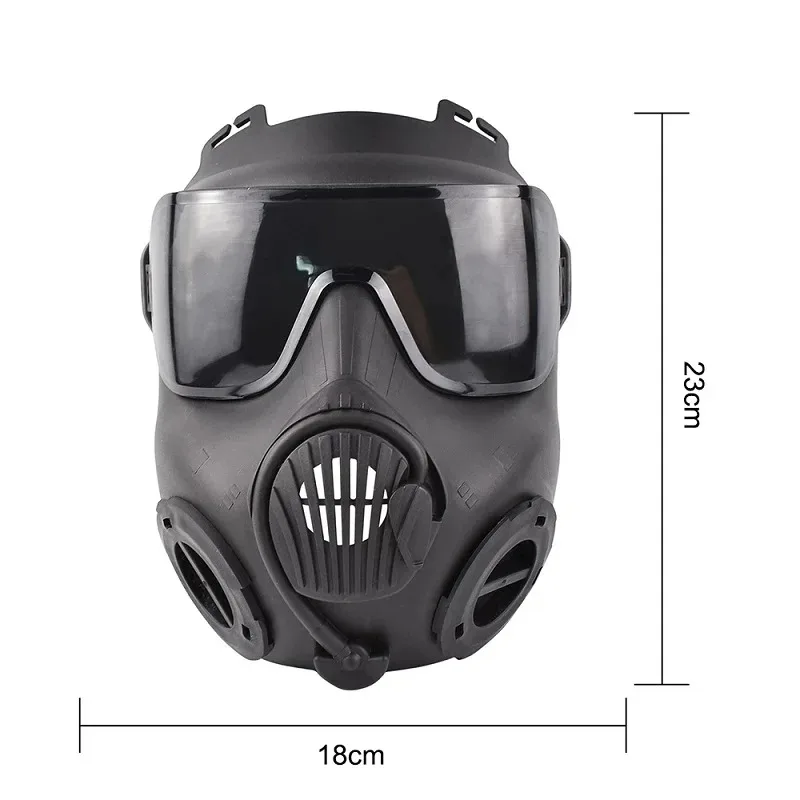 Máscara protectora táctica de cara completa negra M50 para Airsoft tiro caza montar CS juego Cosplay con filtros de ventilador de escape - imagen 3