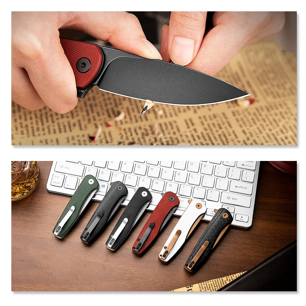 TRIVISA Hummingbird cuchillo EDC de bolsillo micarta con clip - imagen 5