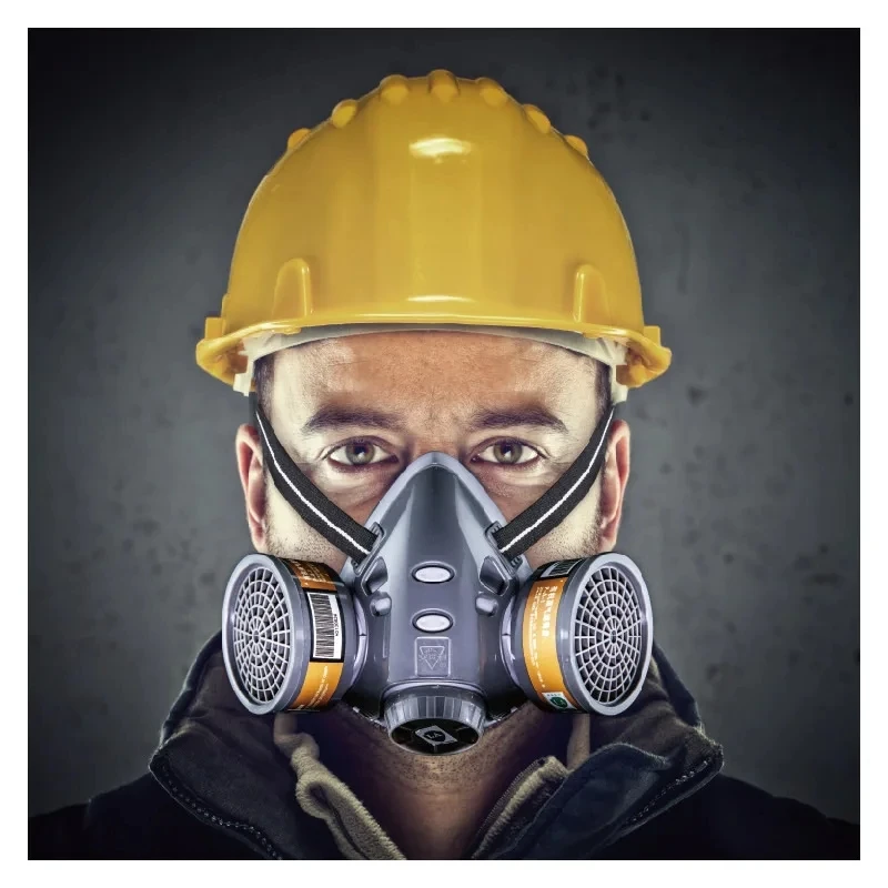 Filtros reemplazables, máscara de Gas y polvo de media cara para pulido diario de carpintero, protección de seguridad para el trabajo, respirador reutilizable - imagen 5