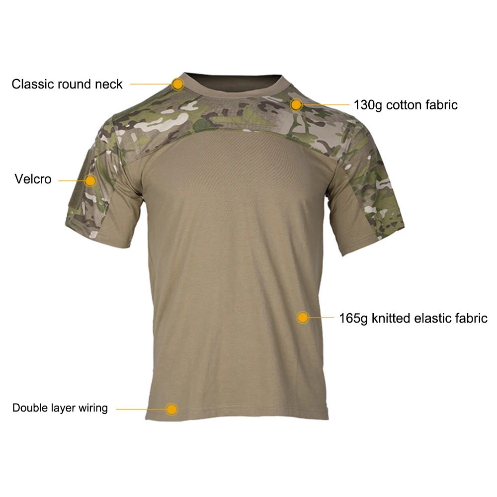 Camiseta táctica de manga corta para hombre, ropa informal para exteriores, entrenamiento, Camuflaje, Verano - imagen 4