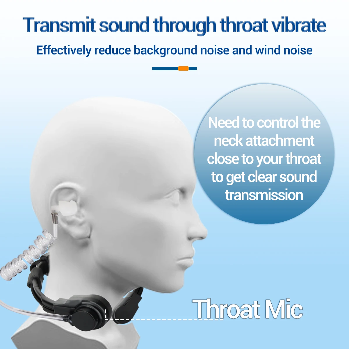 Auriculares con micrófono acústico ajustable a prueba de agua, tubo acústico táctico para Baofeng UV-9R PRO UV 9R Plus, auricular Walkie Talkie - imagen 5