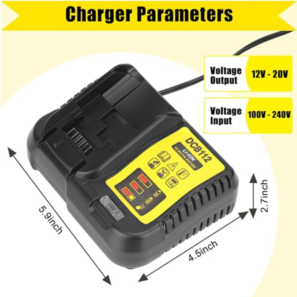 Cargador de batería de iones de litio DCB112 para DeWalt 10,8 V 12V 14,4 V 18V 20V 2A cargador de batería de litio para batería de herramientas eléctricas - imagen 2