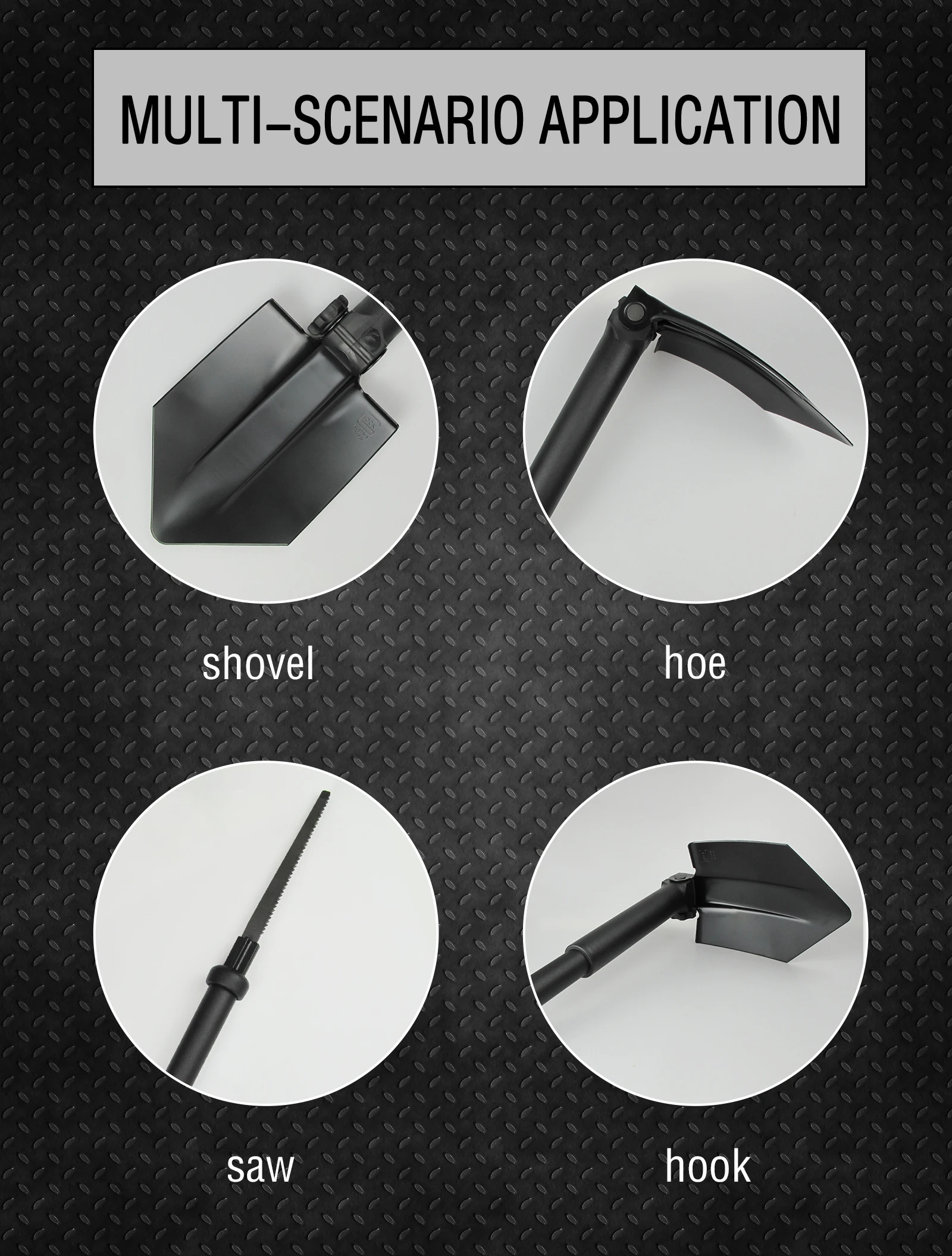 Pala táctica militar Glock, equipo multifuncional de supervivencia al aire libre, pala plegable militar para caza, Camping y senderismo - imagen 4