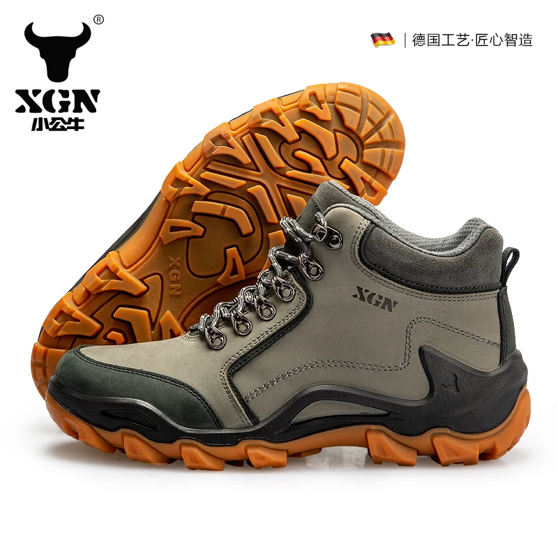 XGN-zapatos de senderismo al aire libre de cuero de vaca para hombre, botas de caza impermeables, botas tácticas de combate en el desierto, botines de viaje, zapatillas de trekking - imagen 5